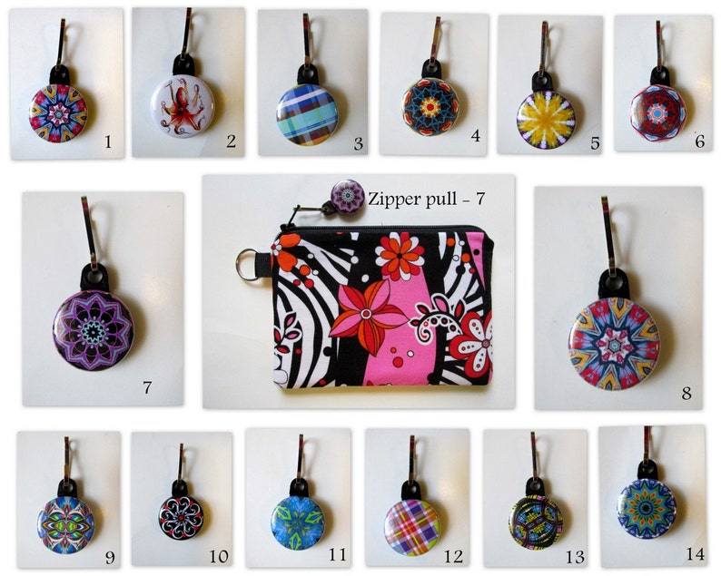 Pink Black Orange Ready to ship! Red Wild Zebra Print with flowers White Handmade Small pouch with zipper and key ring