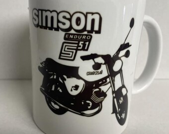 Simson Enduro S51 Cup Coffee Mug East Moped Waffenschmiede Suhl DDR GDR East Germany Ossi Cult