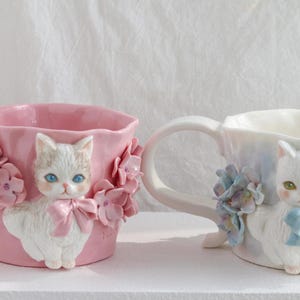 Cat Coffee Mug, Artisan-made,Handmade Pottery Mug, Ceramic Cup, One of a Kind,  Ceramic Coffee Cup, Handmade Ceramic, Ceramic Artwork