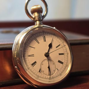 Rare Anglo-American Chronograph Silver Pocket Watch