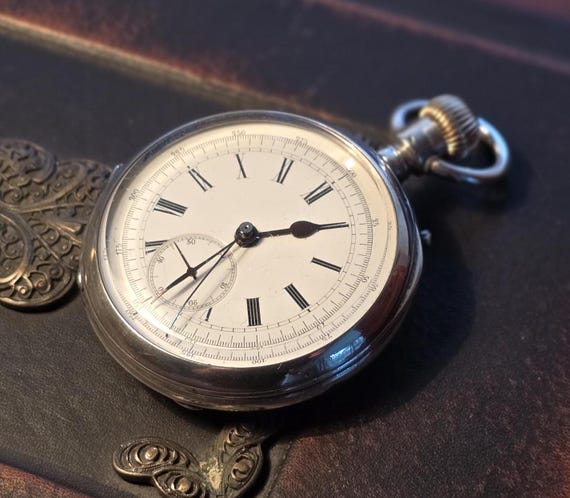 Angol Watch Rare Anglo-American Chronograph Silver Pocket Watch - Gem