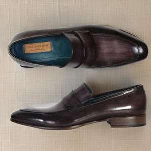 Handmade Men&#39;s Loafer - Bronze Hand-Painted Leather Shoes