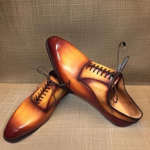 Handmade Tan Leather Oxford Shoes – Premium Wholecut Design