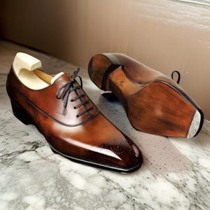 Handmade Brown Oxford Leather Shoes for man&#39;s