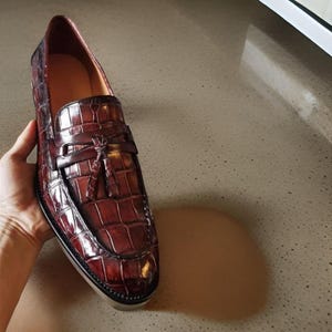 Handmade Men Leather Brown Bit Slip On Loafer Shoes Peas