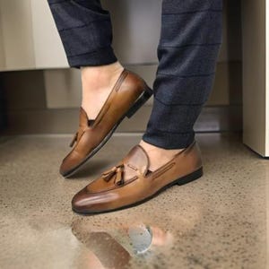 Handmade Men’s Brown Leather Casual Loafers