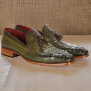 Paul Parkman Handmade Men&#39;s Loafer Shoes – Green