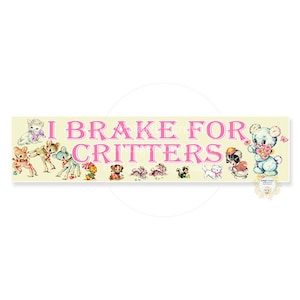 I Brake For Critters Vintage Animals Car Bumper Water Bottle Vinyl Decal Sticker - Mini 2"x8"