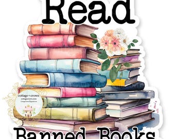 Read Banned Books Book Reader Decal Sticker Vinyl Laptop Bumper Reading