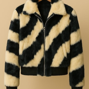 Zebra Cropped Fur Coat //MOVA// - Etsy