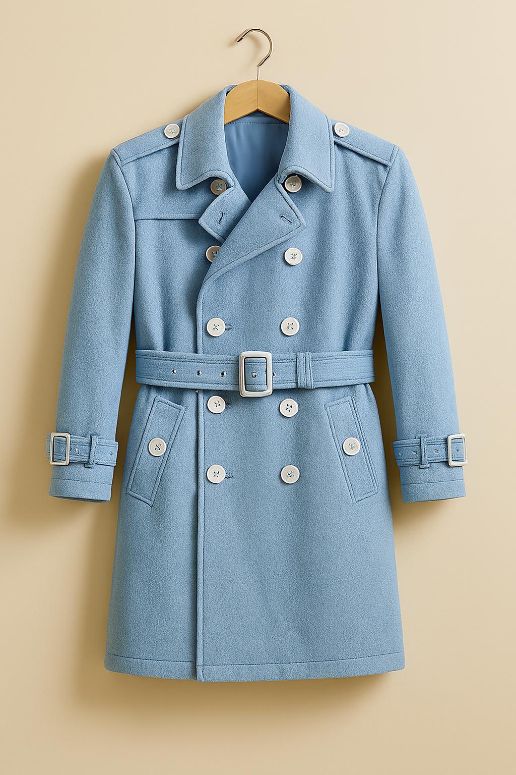 Light Blue Wool Coat