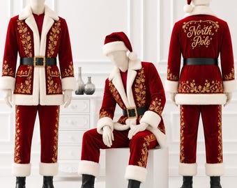 Disfraz de Papá Noel de terciopelo de lujo para artistas navideños