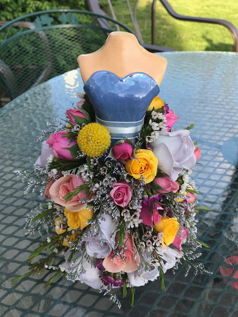 Customizable Floral Ceramic Dress Form Vase Centerpiece Etsy