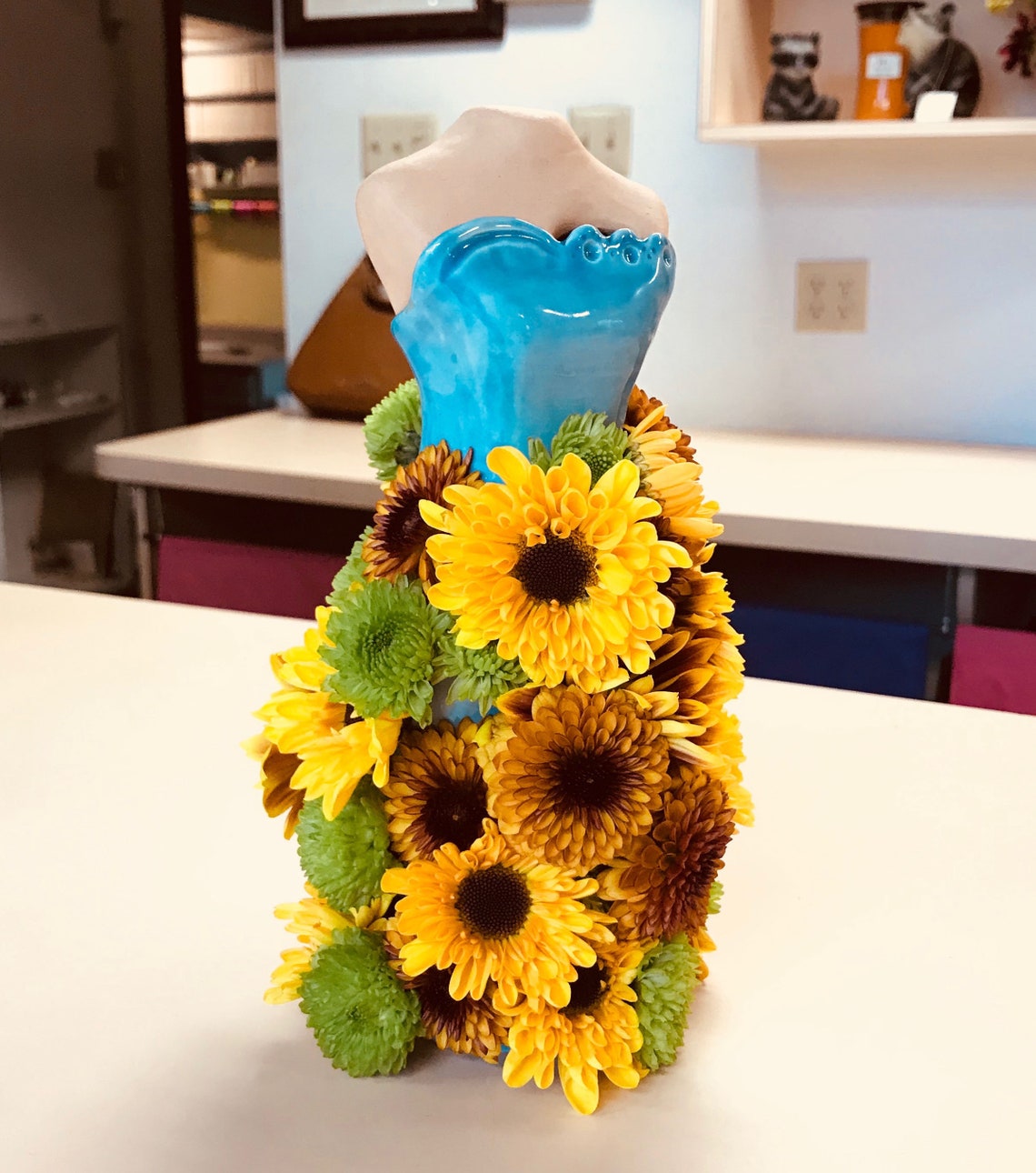 Customizable Floral Ceramic Dress Form Vase Centerpiece Etsy