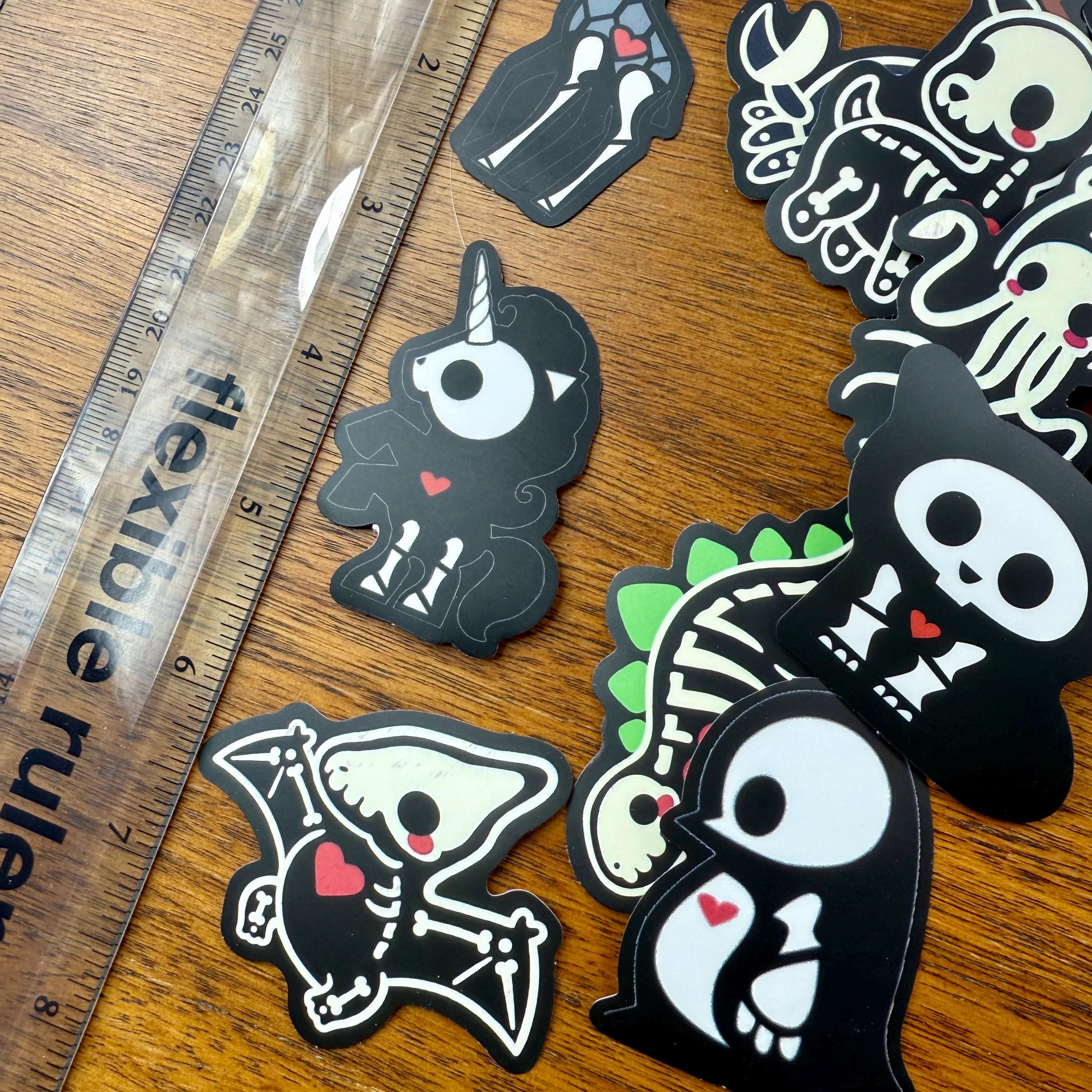 10 Random Black White Cartoon Animals Skeleton Skull Stickers - Diary ...