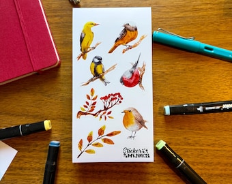 Watercolor Birds Sticker Sheet - diary stickers / journaling stickers / cute stickers / sticker set