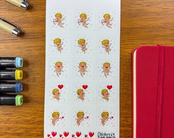 Valentines Day Sticker Sheet - diary stickers / journaling stickers / cute stickers / sticker set / Cupid /  love / junk journaling