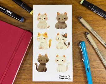 Cat Kitten Sticker Sheet - diary stickers / journaling stickers / cute stickers / sticker set