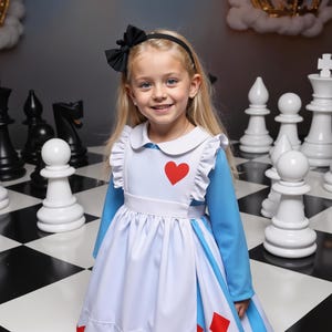 Sukienka Alicji w Krainie Czarów dla dziewczynek - kostium na Halloween, strój urodzinowy, sukienka na przyjęcie herbaciane, (18 M-10T)