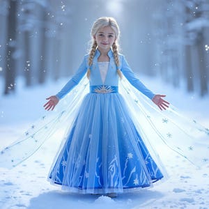 Robe de princesse inspirée d'Elsa pour fille - Parfaite pour les anniversaires, Noël ou les célébrations sur le thème de l'hiver (tailles 2T-10T) - Ensemble reine des neiges