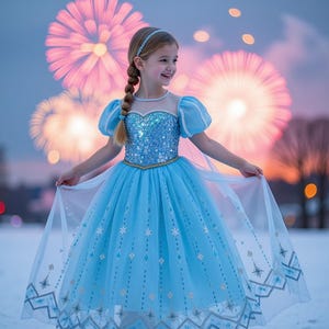 Elsa-Inspired Princess Dress for Girls – Elsa Birthday Dress, Carnival Costume, or Ice Princess Party Outfit