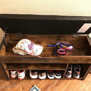 Wooden Shoe Bench With  Adjustable Shelf | Entryway Bench | Rustic Shoe Rack | Shoe Storage Bench | Modern Shoe Bench | Shoe Organizer