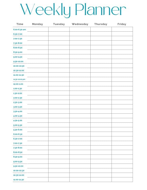Weekly Planner Template Etsy