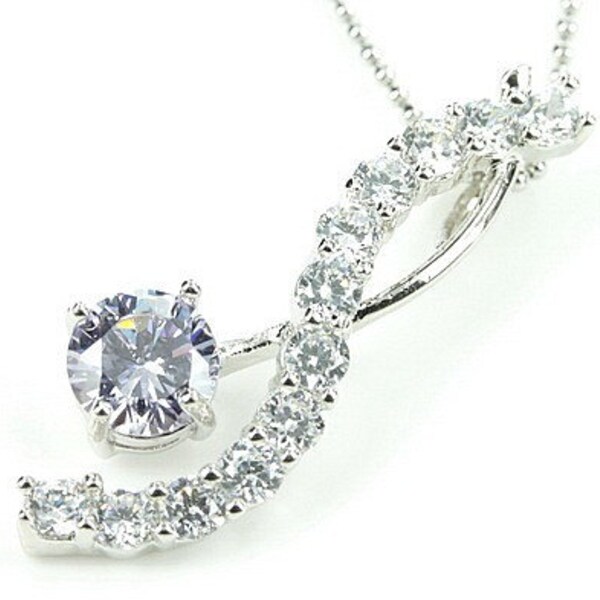 Custom Journey Pendant- Enhanced CZ and White Topaz 18 White Gold Plated