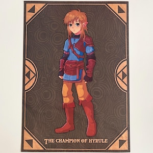 The champion of Hyrule | A4 anime link print for home and wall decor | the legend of Zelda breath of the wild art print