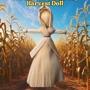 Traditional Corn Dolly Harvest Doll – Celtic Pagan Home Protection – Handcrafted Natural Corn Husk & Wheat Poppet – Irish Folk Witch Decor
