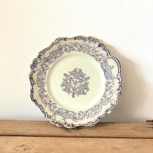 Beautiful blue hand painted antique plate