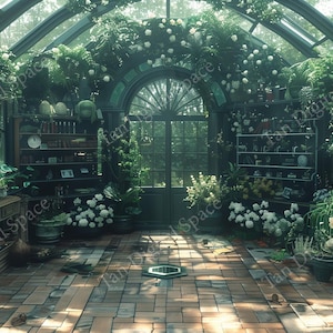 Zoom Teams Online Meeting Background I Victorian green house corner | Virtual Background | Instant Download |