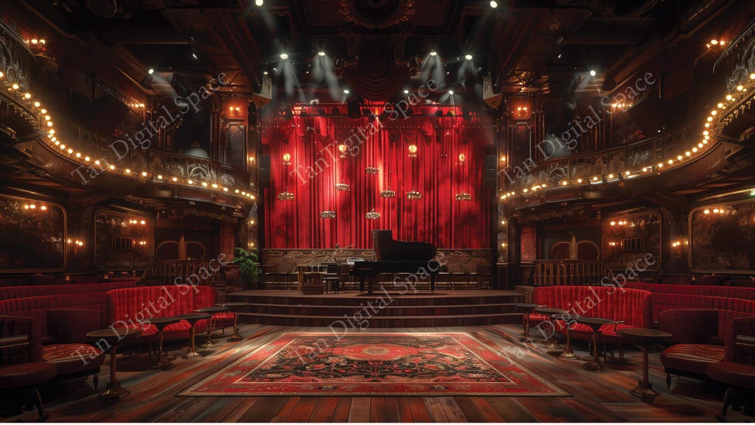 Vintage Jazz Club Virtual Background: Professional Stage (digital ...