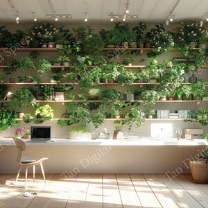 Zoom Teams Online Meeting Background I Green house office corner | Virtual Background |
