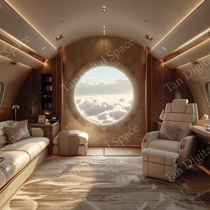 Zoom Teams Online Meeting Background I Private jet office corner | Virtual Background |