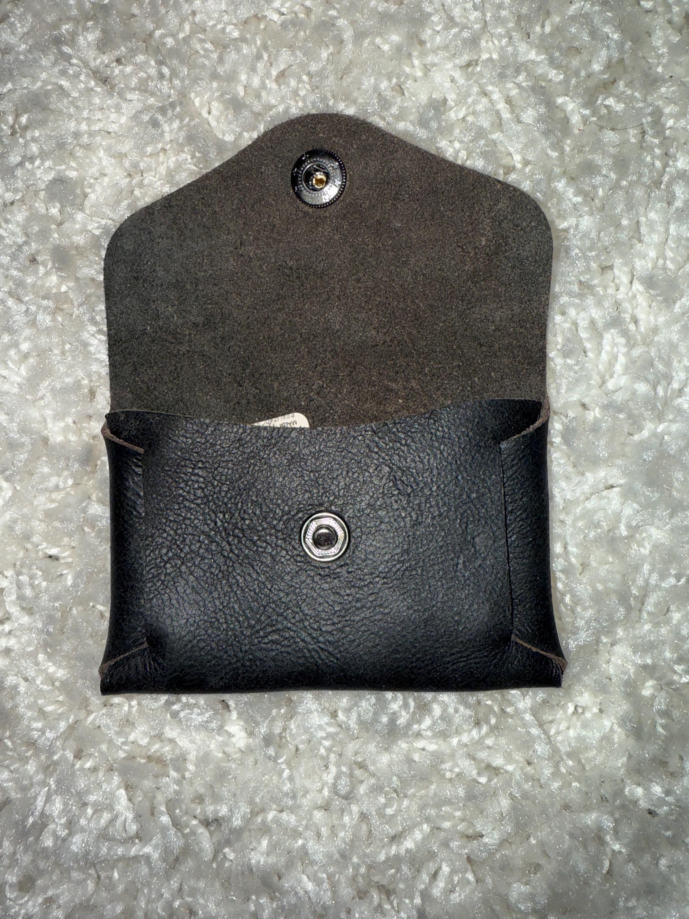 小物 forme Coin purse black Unisex Black Small Coin Pouch Purse Key Holder Leather Zip