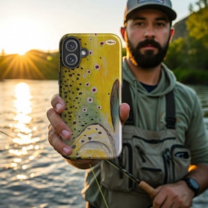 "Bachforelle Design Tough Case für iPhone® Fish Art Handyschutz - Perfektes Geschenk für Angler und Fliegenfischer."
