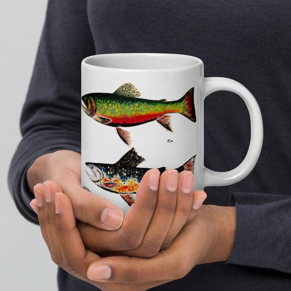 20 oz trout coffee mug Trout Fishing Large 15 & 20 oz Ceramic Coffee Mugs