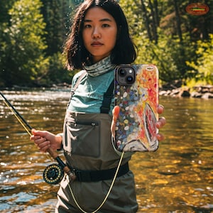 Bachforelle Design Tough Case für iPhone® Fischen Art Handyschutz - Perfektes Geschenk für Angler und Fliegenfischer-Nahaufnahme