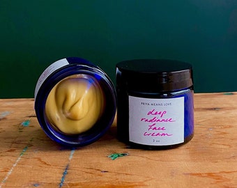 Deep Radiance Face Cream - a luscious organic, truly all-natural facial moisturizer for smooth, lustrous skin (2 oz cobalt blue glass jar)