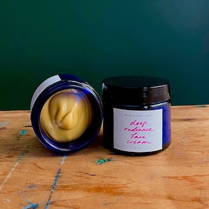 Deep Radiance Face Cream - a luscious organic, truly all-natural facial moisturizer for smooth, lustrous skin (2 oz cobalt blue glass jar)