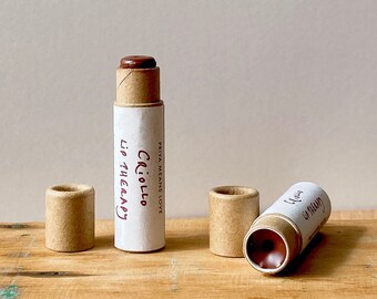 CRIOLLO LIP THERAPY iron oxide + alkanet root organic lipstick in compostable packaging! (0.15 oz paperboard tube)