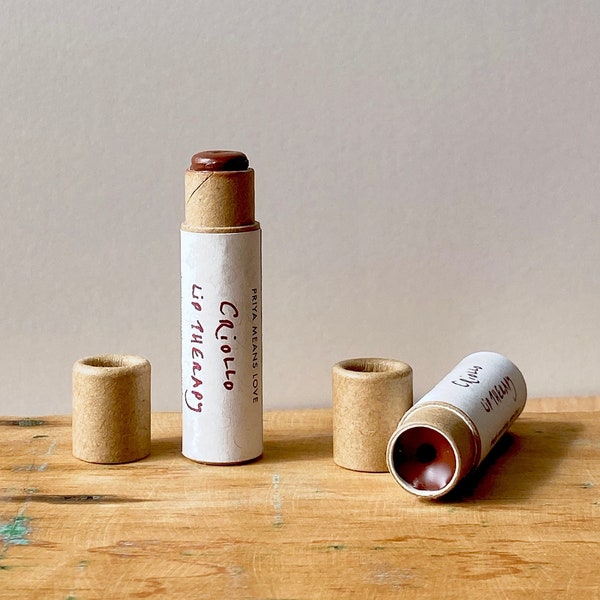 CRIOLLO LIP THERAPY iron oxide + alkanet root organic lipstick in compostable packaging! (0.15 oz paperboard tube)