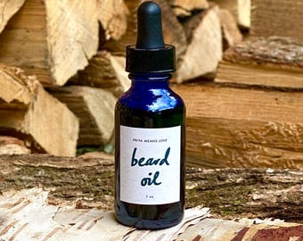 Beard Oil - Organic, Luxe, with Argan & Borage and cool green herbs (1 oz Cobalt Glass)