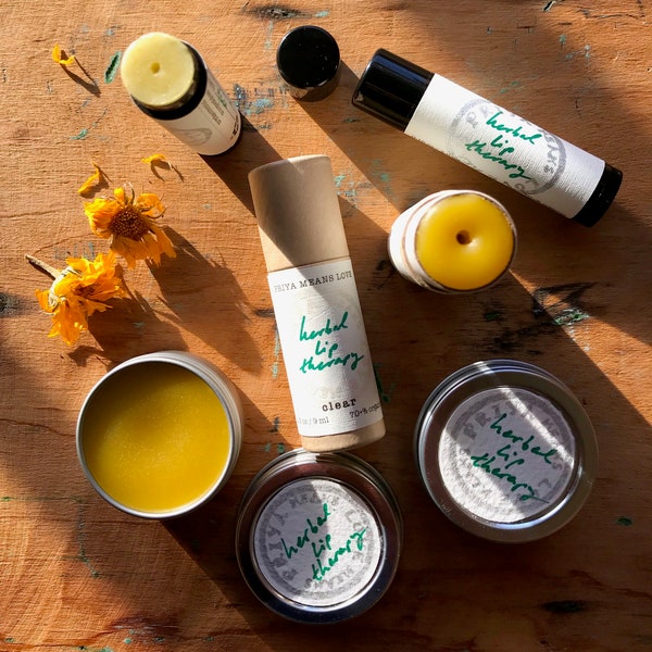 Herbal Lip Therapy - Organic Super-Nourishing Lip Balm with Calendula and Immortelle (0.15 oz tube, 0.3 oz compostable tube, or 1/2 oz tin)