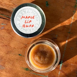 MAPLE LIP BUFF a delicious lip scrub with maple sugar and primo organic oils glass jar image 3