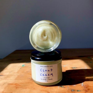 CLOUD CREAM an unscented organic hand and body moisturizer with cupuacu, evening primrose, calendula, cornflower 2 or 4 oz glass jar 2 Fluid ounces