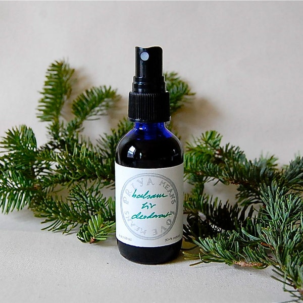 Balsam Fir Deodorant - a woodsy, unisex all-natural spray deodorant - effective and aluminum free (2 oz glass atomizer)