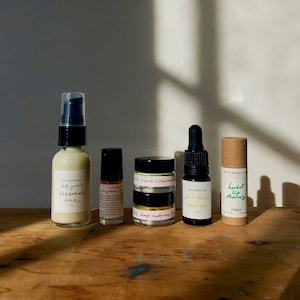 SKINCARE SAMPLER kit substantial minis of the PML organic facial skincare line face creams, serums, cleansing milk, lip balm image 2