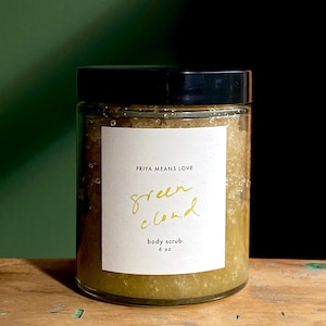 GREEN CLOUD body scrub - an euphoric organic body polish with green mandarin, eucalyptus, balsam fir + marigold, small batch (6 oz jar)